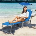 thumbnail image 2 of Costway Foldable Lounge Chair Outdoor Adjustable Beach Patio Pool Recliner with Sun Shade Blue, 2 of 12