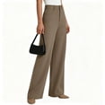 thumbnail image 4 of Women's Soft Nylon Spandex Wide Leg Pants, High Waist Drawstring Elastic Waist Tummy Control, Loose Fit with Pockets, Summer Beach Vacation Daily Travel Work | TruHer,Brown L, 4 of 6