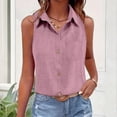 thumbnail image 5 of dazeni Button Down Linen Shirts for Women with Chest Pockets Summer Lapel Sleeveless Tank Tops Lightwieght Beach Vacation Clothes Pink Large, 5 of 6