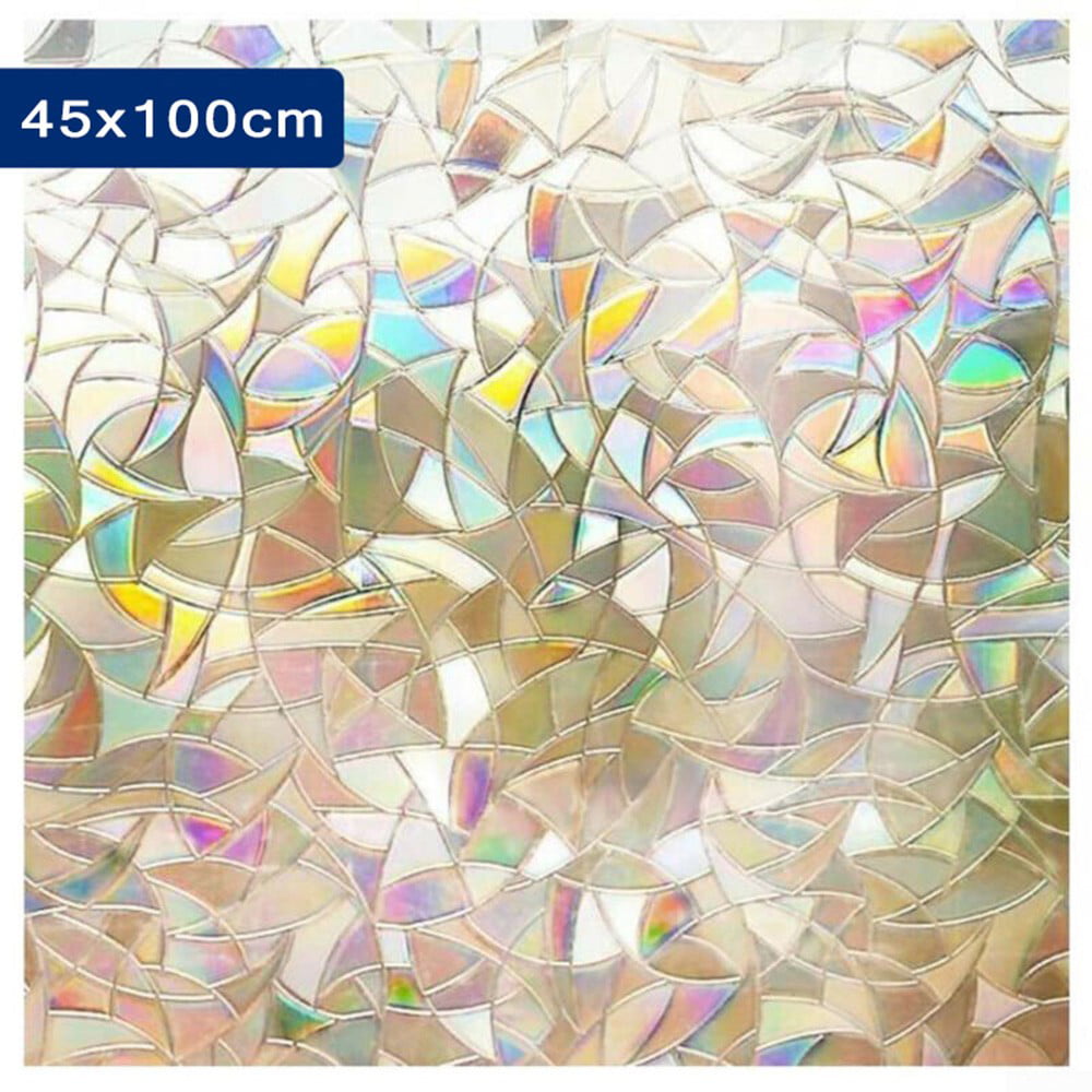 Rainbow Reflective 3D Window Film 45/90x200cm Privacy Static Cling Glass Sticker 
