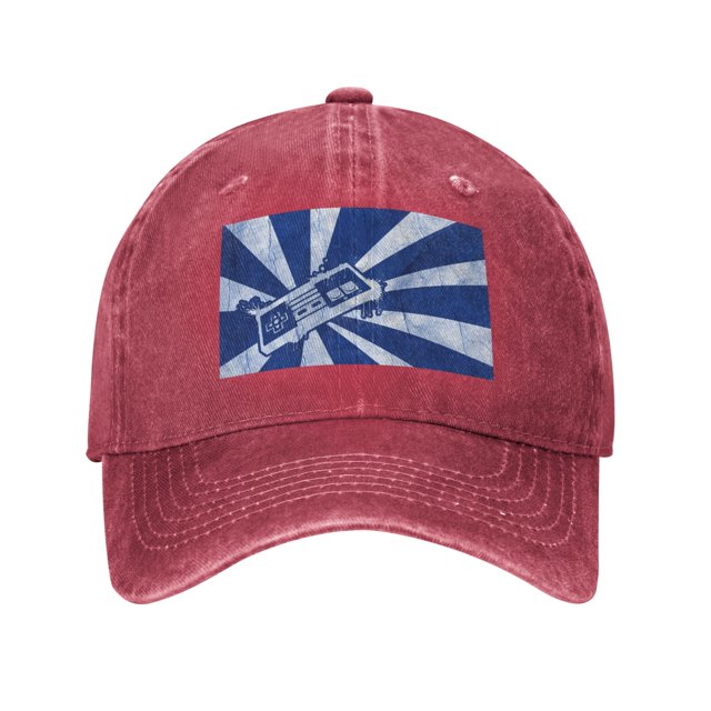 DouZhe Adjustable Washed Cotton Baseball Cap - Retro Game Controller Prints Vintage Dad Hat Unisex Sports Caps (Red)