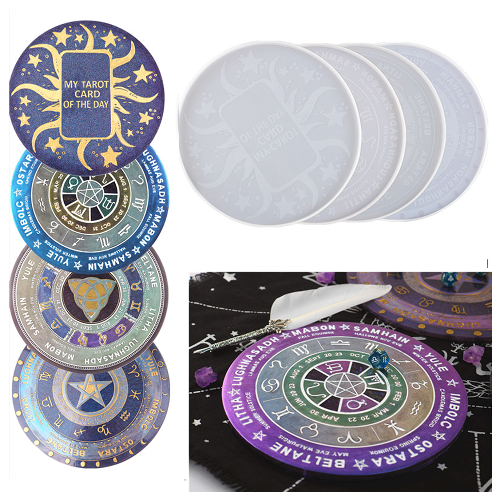 Epoxy Resin Molds,Constellation Compass Tarot Divination,Astrology Board Silicone Molds,Silicone Mold Tray Coaster for DIY Jewelry Craft Making