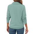thumbnail image 4 of Women Casual Long Sleeve Pullover Top Asymmetric Zipper Turtleneck Loose Fit Solid Color Soft Warm Daily Wear Fashion Ladies Sweatshirt Green XL, 4 of 6