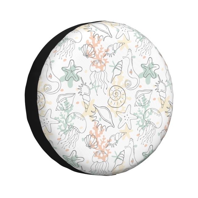 Fotbe Sea Animals Funda de Llanta de Repuesto con Estampado, Engrosada, Ajuste Universal para Jeep, Remolque, RV, SUV, Camión-14 inch