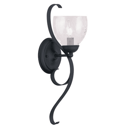 

Wall Sconces 1 Light With Hand Blown Clear Water Glass Black size 6 in 60 Watts - World of Crystal