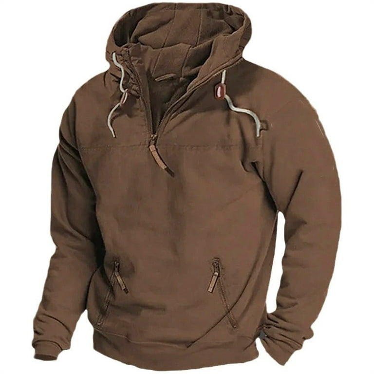 Brown Graphic Hoodies, Polyester Polo Hoodie, Hoodies For Teen