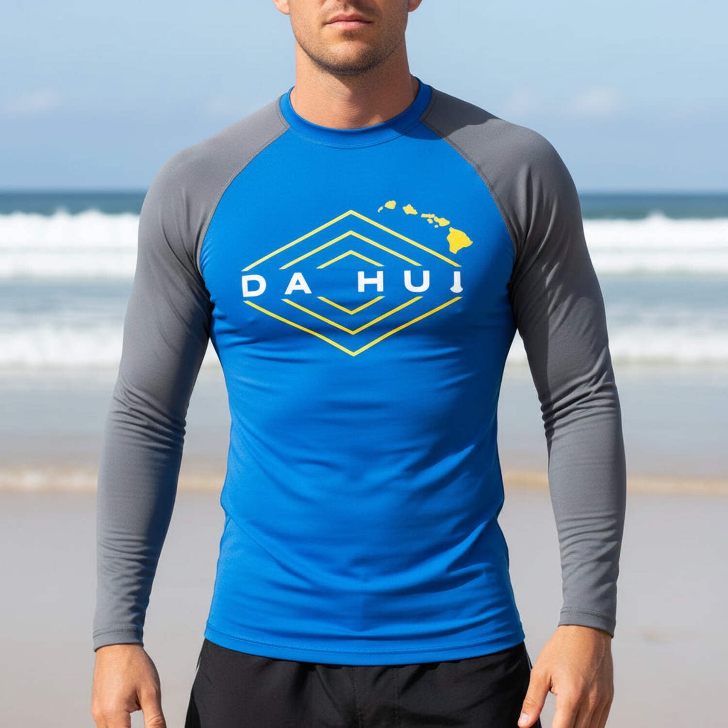 Da Hui Mens Da Hui Midnight Sessions Long Sleeve Rash Guard Water Surf Shirt UPF 50+