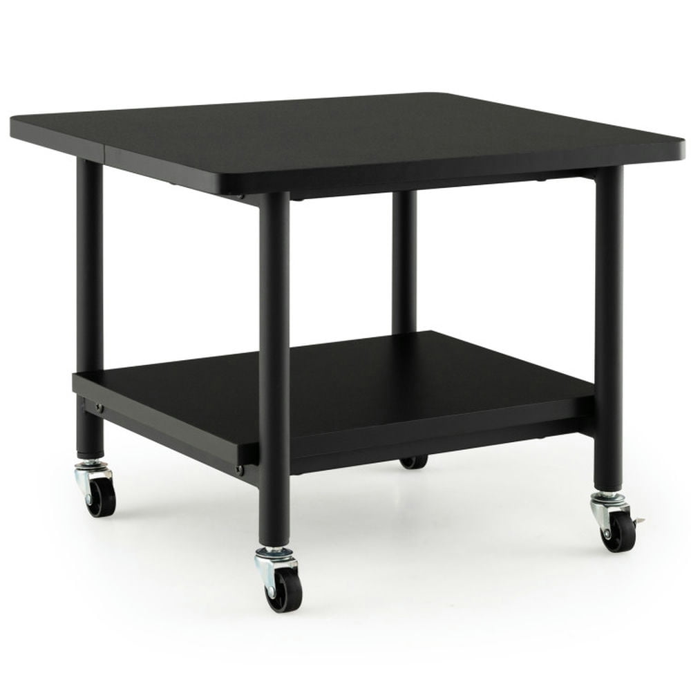 GVN Under Desk Printer Stand with 4 Wheels and Locking Mechanism-Black, Office Furniture, Computer Table for Home and Office