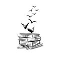 thumbnail image 1 of Smilepp Wall Sticker PVC Minimalist Books Decals Mural Plane Art Poster Removable Study School Library Decoration Home, 1 of 6
