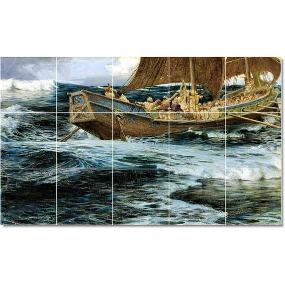 Ceramic Tile Mural-Herbert James Draper Ships Tile Mural House Renovations Idea. 30" w x 18" h using (15) 6 x 6 ceramic tiles
