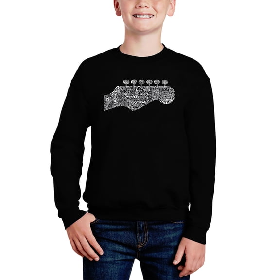 Guitar Head - Boy's Word Art Crewneck Sweatshirt