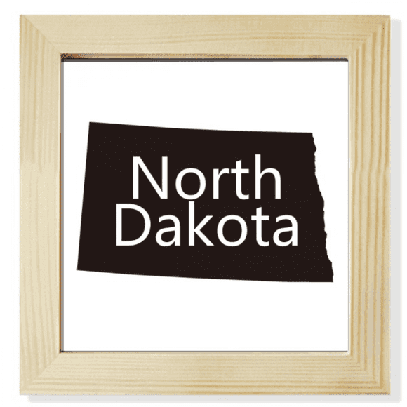 North Dakota America USA Map Outline Square Picture Frame Wall Tabletop Display