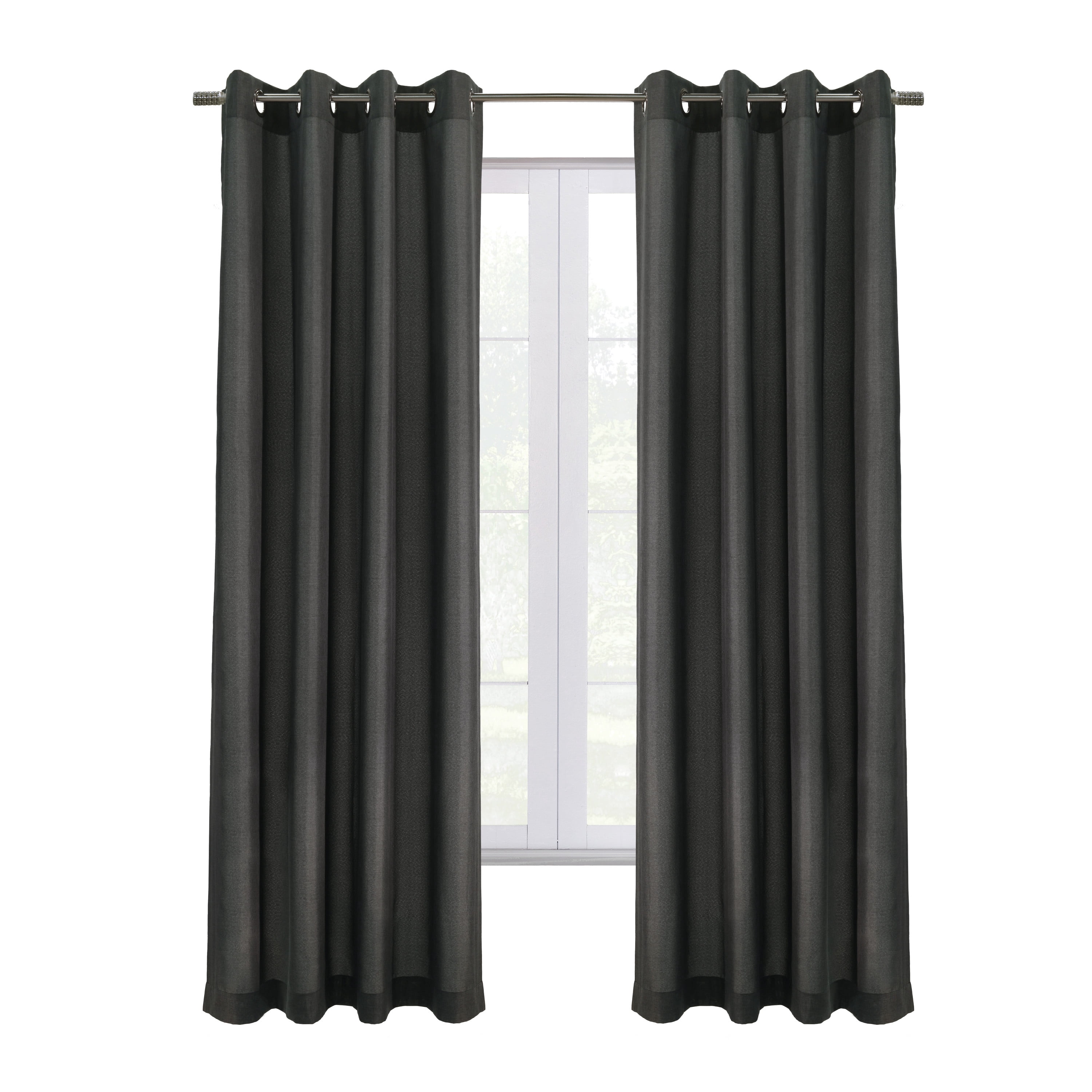 Elba Total Blackout Textured Curtain Panel 52" x 84" in Charcoal