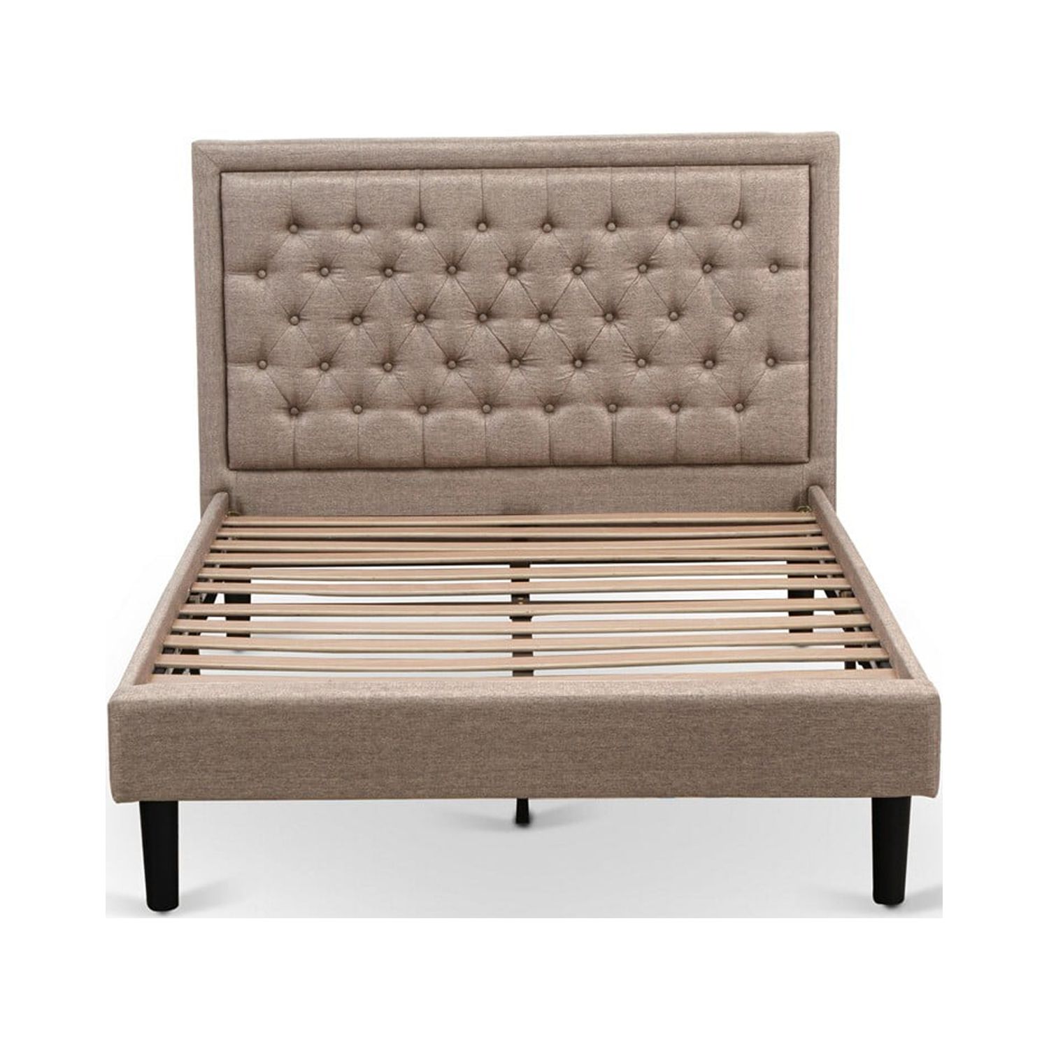 East West Furniture 2-piece Wood Platform Full Bedroom Set in Khaki Brown/Walnut - image 3 of 5