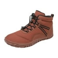thumbnail image 5 of Rokment Women's Men's Barefoot Combat Hiking Snow Boots Cold Weather Unisex Plush Lined Warm Winter Non Slip Walking Driving Work Ankle Booties Brown Size 9, 5 of 7