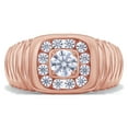 thumbnail image 2 of White Cubic Zirconia Wedding Band Ring For Men's In 14k Rose Gold Over Sterling Silver (1.34 Cttw), 2 of 6