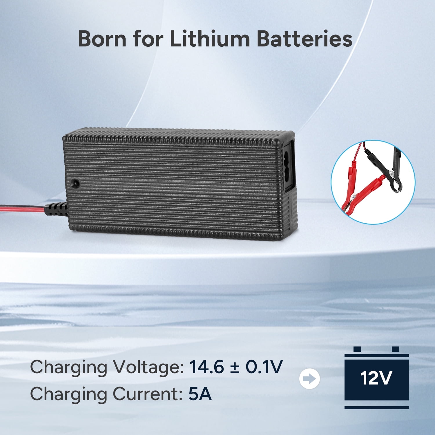 DR.PREPARE 14.6V 5A AC-DC LiFePO4 Lithium Battery Charger for 12V (12.8V) Lithium Iron Phosphate Battery