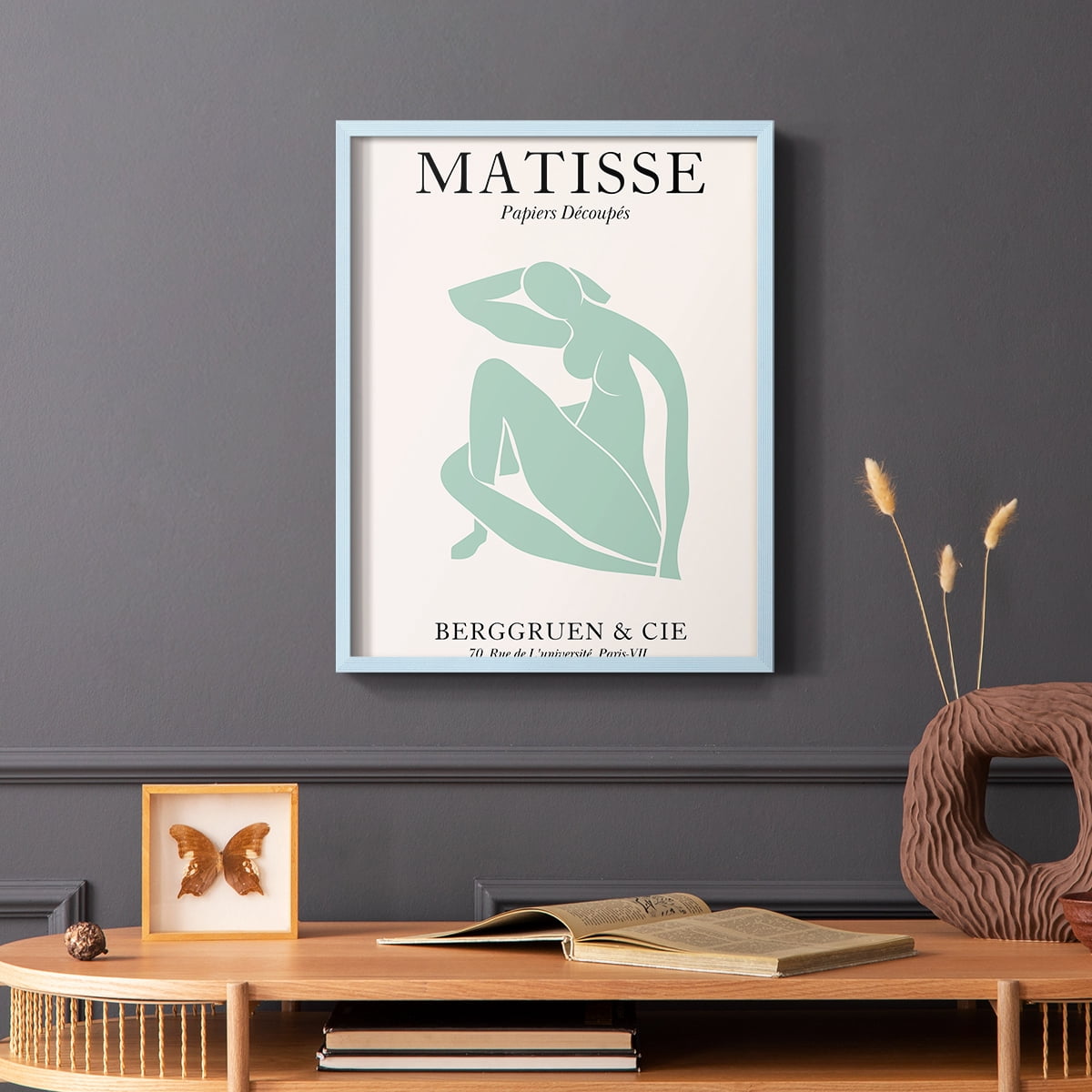 Matisse DII Framed Print in Blue Solid Wood Framed Print No Nail Hanging