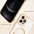 thumbnail image 2 of for iPhone 12 Pro Max Case [Support for Magsafe] Graphic Letter Love Pattern Magnetic Plating Screen Protector Luxury Elegant Case Camera Protector Soft Shockproof Corner Back Cover -White, 2 of 13