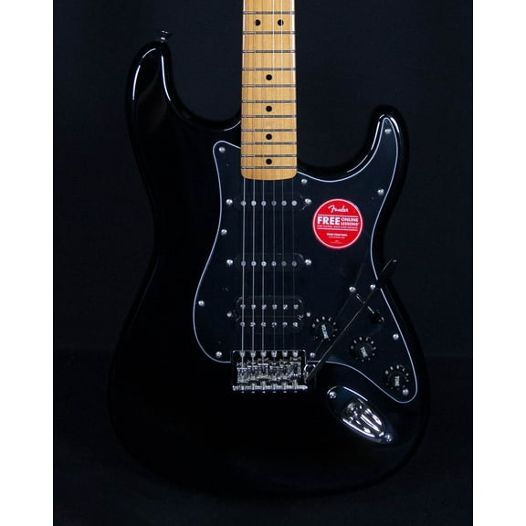 Squier Classic Vibe '70s Stratocaster HSS Electric Guitar, Black, Maple Fretboard