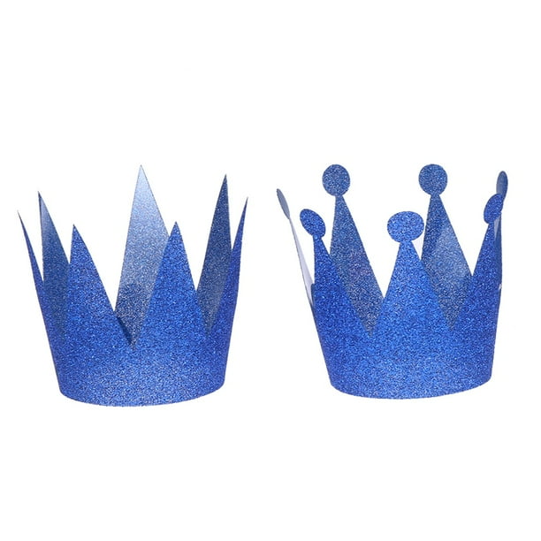 KAKOWELY 12 coronas de cumpleaños con purpurina, sombreros de fiesta, coronas de príncipe para niños y adultos, decoraciones de fiesta (azul rey)