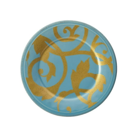 

Rachael Ray Dinnerware Gold Scroll 8 inch Salad Plate Agave Blue