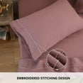 thumbnail image 3 of Simple&Opulence 100% French Linen Pillowcase King Size-Set of 2- Washed Solid Color Pillow Cases Embroidered -Soft and Durable (Purple, 20''x40''), 3 of 6
