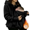 thumbnail image 4 of Mifsaly Maternity 2 In 1 Fuzzy Fleece Jacket Women Zip Up Thick Warm Hoodie Pregnant Hooded Winter Coat Thermal Teddy Coats Weather Baby Wearing Outerwear with Pockets S, 4 of 5