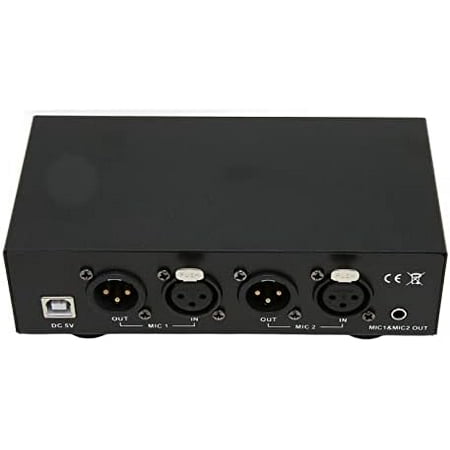 48V Phantom Power Supply, Microphone Phantom Power Supply with 2 XLR Cables, Support Dual Microphones, 48 V Phantom Power for Music Recording Equipment$$Music