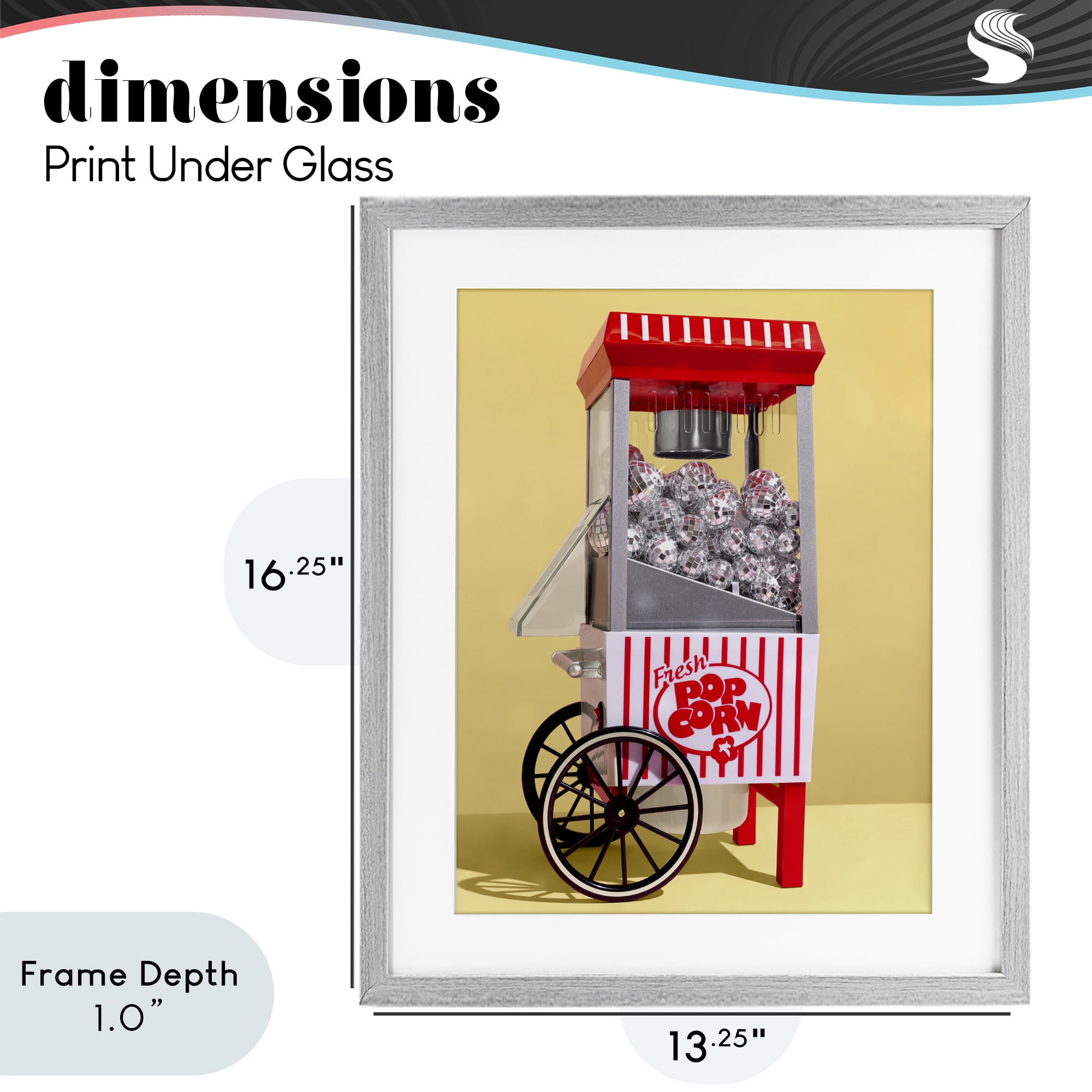 Stupell Industries Disco Popcorn over Yellow Gray Framed Print Under Glass, design by LISH Creative