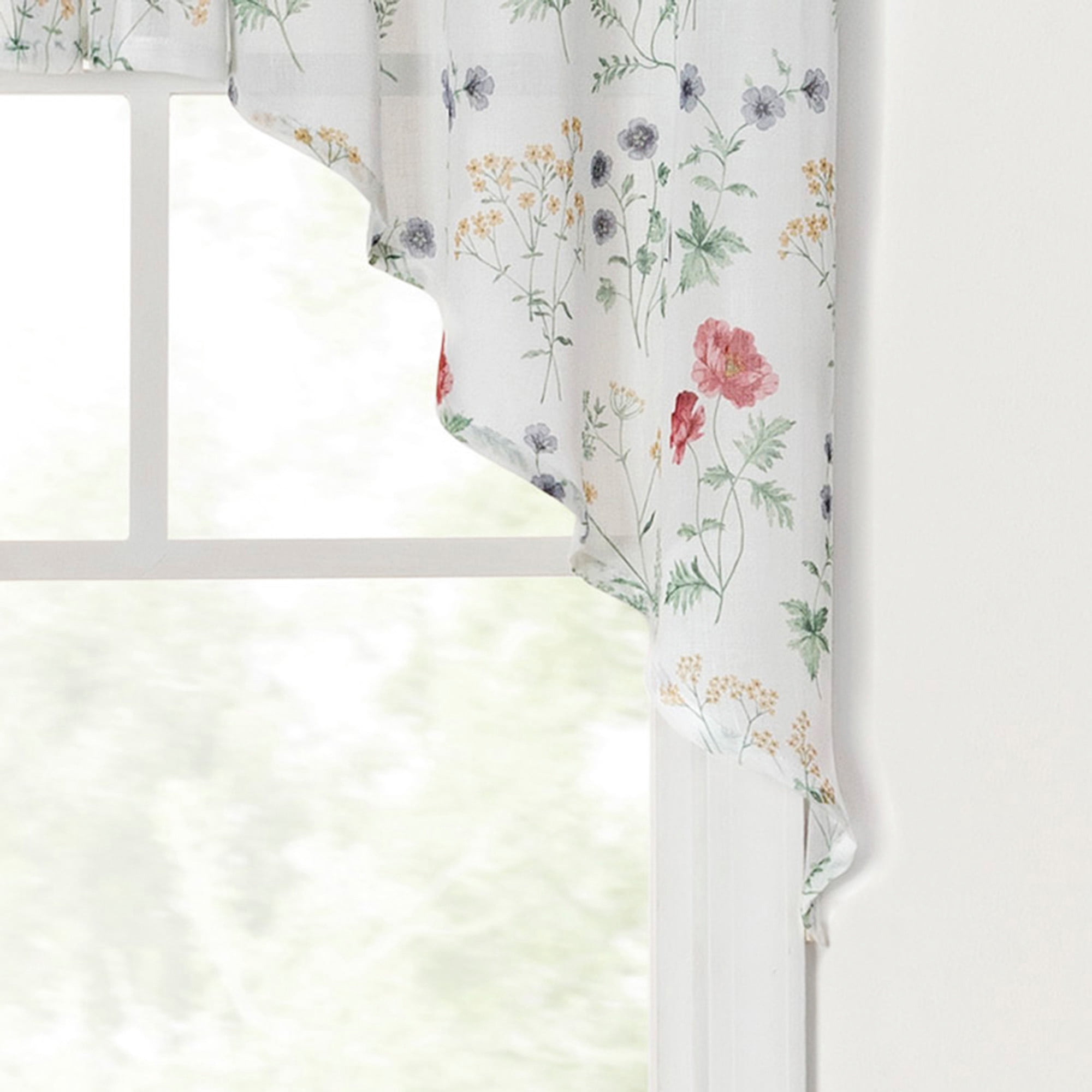 Martha Stewart Martha’s Garden Curtain Swag, Multicolor, Pole Top, Semi Sheer, Indoor, Adult, 1 Piece, 27" x 30"