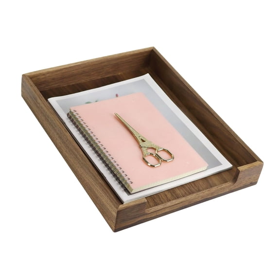 Multibey Walnut Wood Letter Tray, A4 Paper Document File Tray Handcrafted Wooden Document Organizer for Office Desk, Home Solid Wood Storage Box, Desktop File Trays, North American Black Walnut(B)