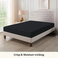 thumbnail image 2 of Fitted Sheet + Pillowcase Set 800 Thread Count 100% Egyptian Cotton 3-Piece ( 1-Fitted + 2-Pillowcase ) Queen Size (60" x 80") Inch 18-Inch Deep Pocket, All-Around Elastic Black Stripe, 2 of 6