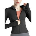thumbnail image 3 of XCHQRTI Women's High Elasticity Yoga Jacket Quick Drying Sports Coat Stand Collar Tight Tops Slim Fit, 3 of 10