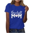 thumbnail image 2 of Lilgiuy Baseball Mom Shirt for Womens Mom Shirt Summer Solid Color Short Sleeve O-Neck Letter Print Casual Tops Tees for Mother's Day(Blue,M), 2 of 4