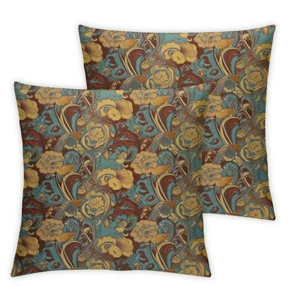 Heduofu Paisley Throw Pillow Cushion Cover, Hippie Themed Textured Floral Artwork, Decorative Square Accent Pillow Case, 18" X 18", Brown Chocolate White