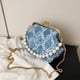 thumbnail image 3 of Bolso Hombro Mezclilla para Mujer Con Cruzado Asa Superior Perlas () Azul, 3 of 4
