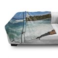 thumbnail image 3 of Lighthouse Soft Flannel Fleece Throw Blanket, Tropical Island Palm Trees Rocks Wavy Seaside Beach Ocean, Cozy Plush for Indoor and Outdoor Use, 50" x 70", Blue White Green, by Ambesonne, 3 of 6