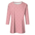thumbnail image 4 of SwiftWear Valentine's Shirts for Women Three Quarter Length Sleeve Tops Heart Rose Printed Blouse Holiday Casual Tunics Pink, 4 of 5