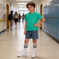 thumbnail image 4 of Cethrio Boys Cotton Outfit Sets, Short Sleeve Summer 3 Piece School Kids Clothing sets Green Size 6, 4 of 5
