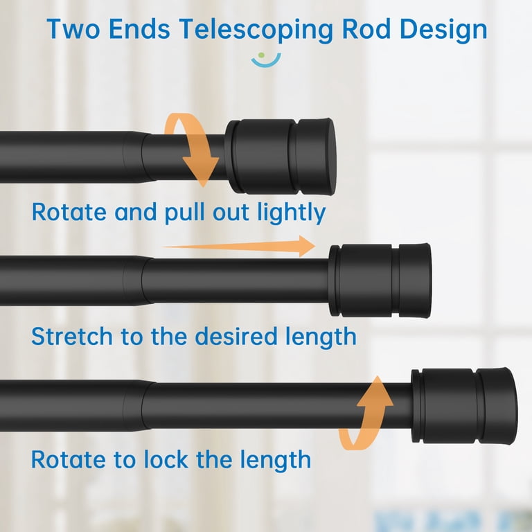 Sindcom Heavy-Duty Matte Black Curtain Rod, 28-132" photo 2