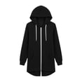 thumbnail image 6 of Zylanna Women's Long Full Zip Hoodie Sweatshirts, Soft & Stretchy with Pockets Oversized Adjustable Drawstring Casual Winter Coat Jacket Cardigan for Outerwear Black, 6 of 9