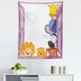 thumbnail image 1 of Zoo Tapestry, Colorful Animals Peeping at Pink Window Cartoon Frame Cat Monkey Lion, Fabric Wall Hanging Decor for Bedroom Living Room Dorm, 5 Sizes, Multicolor, by Ambesonne, 1 of 1