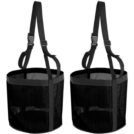 2 Pcs Horse Feed Bag Comfort Breathable Mesh Feed Bucket Heavy Duty Feed Bag with Adjustable Strap and Waterproof Bottom for Horse Feeding Supplies Muzzle Feed Bag