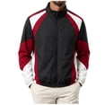 thumbnail image 4 of Men's Color Block Zip Up Windbreaker Jacket Stand Collar Active Sport Coat Oxford Cloth with Pockets for Casual Daily Wear Travel Fall Winter, Red, XXL, 4 of 4