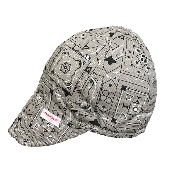 Gorro de soldadura Comeaux Caps, bandana gris reversible, talla 7 5/8