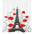 thumbnail image 3 of Ambesonne Eiffel Tower Shower Curtain, Romantic Paris Art, 69"Wx70"L, Vermilion Black and Grey, 3 of 5