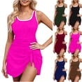 thumbnail image 1 of QIUOMBBP Robe de Bain Gainante pour Femmes, Encolure Carrée, Dos en U, une-Pièce, Robe de Bain, Vacances à la Plage, Maillot de Bain Vert P, 1 of 6