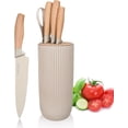 thumbnail image 1 of Terravoltz Kitchen Knife Set, 6-Pieces Super Sharp Knife Block Set for Kitchen, Non-Stick Stainless Steel Chef Set with Universal Knife Block Khaki, 1 of 6