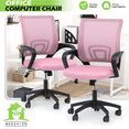thumbnail image 2 of Magshion Set of 2 Office Chairs Mid Back Swivel Desk Chairs, Height Adjustable Ergonomic Mesh Computer Chairs with Armrest & Lumbar Support, Pink, 2 of 12